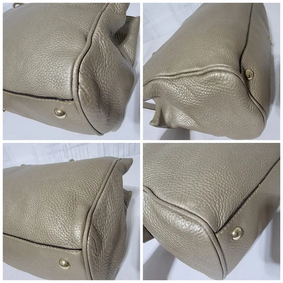 GUCCIMetallic Pebbled Calfskin Medium Bamboo Shopper Tote Golden Beige - Picture 13 of 14